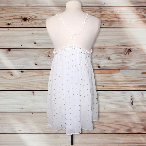 L1 Little White Lies dress white gold polka dots Small - Picture 2 of 5